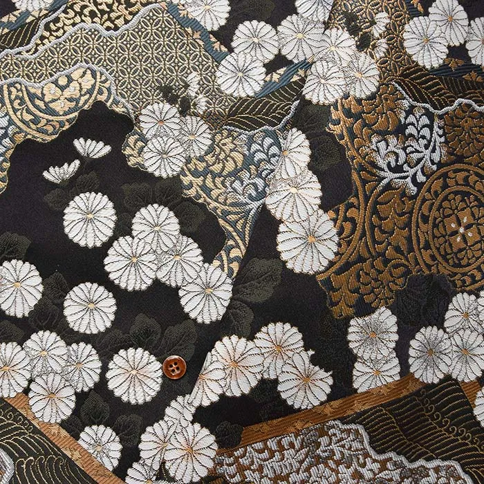 金襴　山に菊