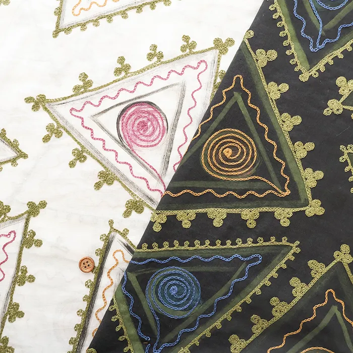 インド製　コットンMANGLAM刺繍生地　トライアングル